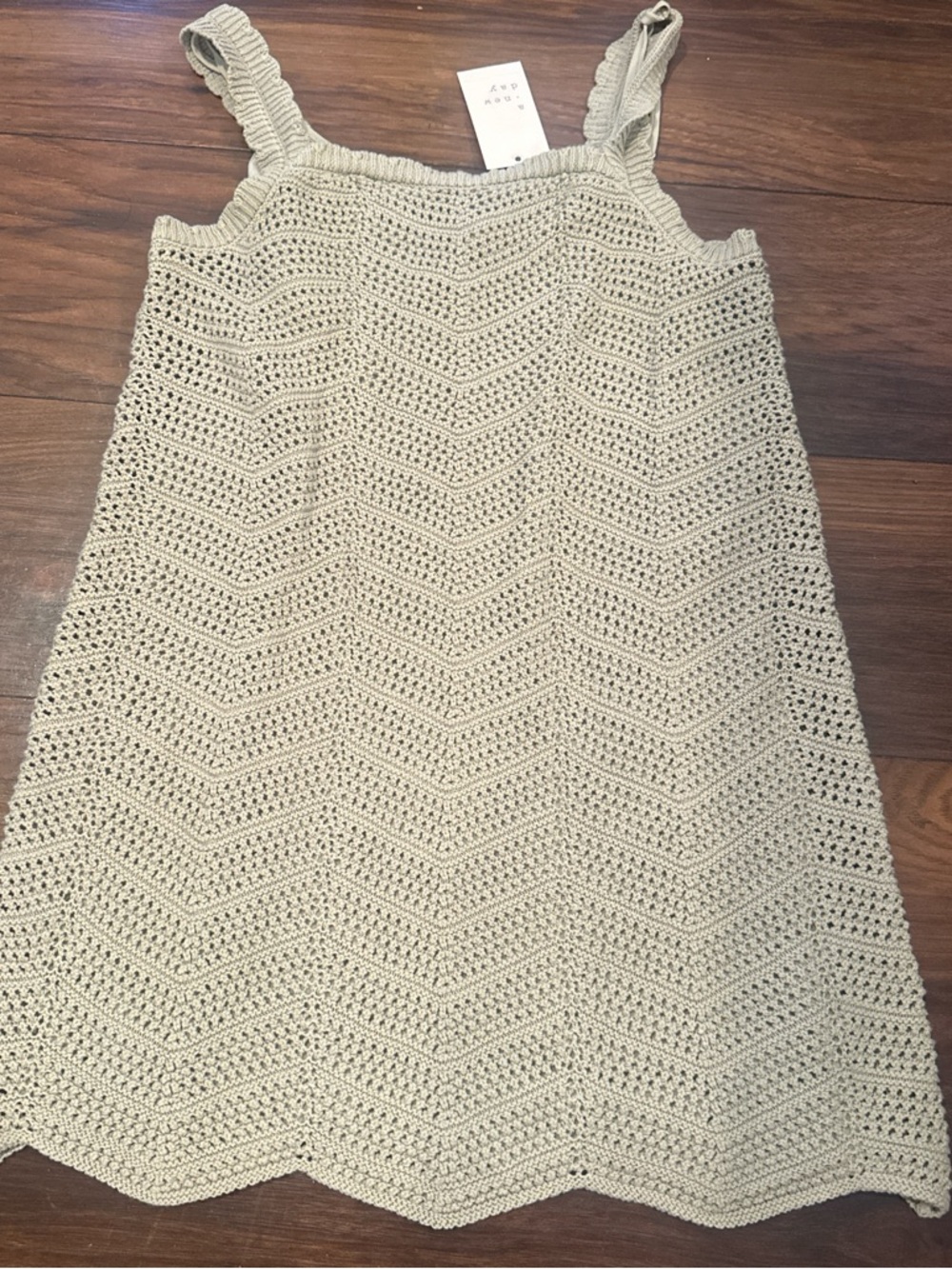 Crocheted Knit A-Line Skirt in Light gr